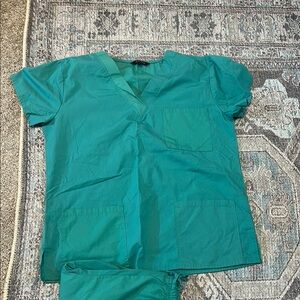 Teal Scrub Top and Pants Set
